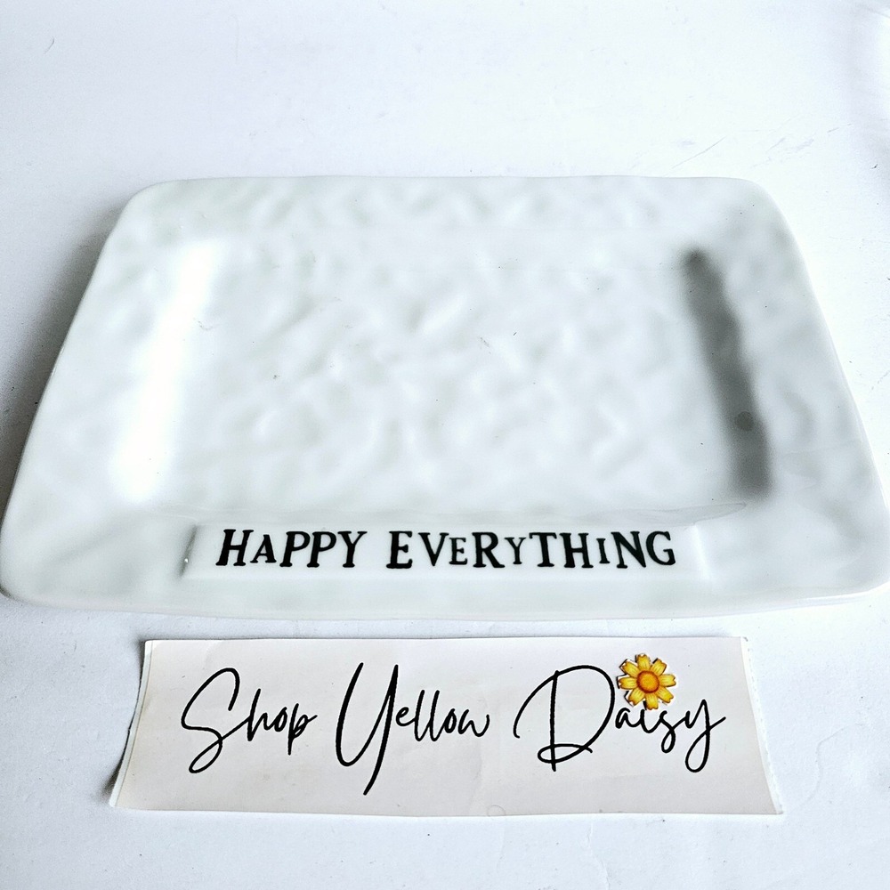 Artisan Home Brownlow Happy Everything‎ White Ceramic Appetizer Tray Farmhouse